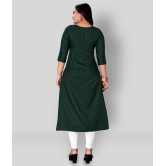 Rangrasiya - Green Cotton Blend Women's Straight Kurti ( Pack of 1 ) - 4XL