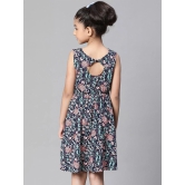 Oxolloxo Girls Floral Print Sleeveless Round Neck Dress