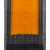 Yellow Black Sambalpuri Handwoven Single Ikat Cotton Dupatta