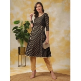 Rangita Women Black Rayon Ethnic Printed Calf Length A-Line Kurti - None