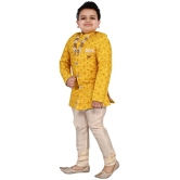 Arshia Fashions Yellow Silk Blend Boys Indo Western Sherwani & Churidar Set ( Pack of 1 ) - None