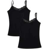 BODYCARE Girls Camisole Dori Neck Sleeveless Pack Of 2-Black - None