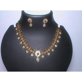 Stunning Gold-Plated Necklace Set with White Stones