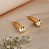 Drop of Pearl Gold 925 Sterling Silver Earrings-Rose Gold