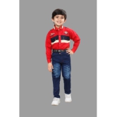 DKGF Fashion - Red Cotton Blend Boys Shirt & Jeans ( Pack of 1 ) - None