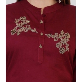 HIGHLIGHT FASHION EXPORT - Maroon Rayon Women''s Straight Kurti ( Pack of 1 ) - S