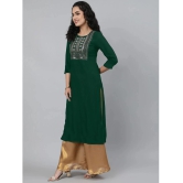 JASH CREATION - Green Rayon Womens Straight Kurti ( Pack of 1 ) - None