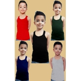 Hap Kings - Multicolor Cotton Solid Boys Vest ( Pack of 5 ) - None