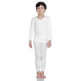 Bodycare Insider Off White Solid Kids Thermal Top & Bottom Set - None