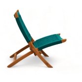 Orchid Homez Hand Woven Lounge Chair Folding Solid Wood Outdoor Chair (Natural) (Sea-Green)