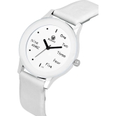 Septem White Leather Analog Mens Watch