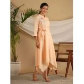 Juniper Cotton Embroidered Midi Womens Asymmetric Dress - Peach ( Pack of 1 ) - None