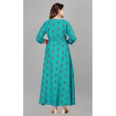 Smien - Turquoise Rayon Women's Anarkali Kurti ( Pack of 1 ) - None