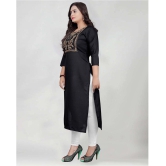 BROTHERS DEAL - Black Cotton Blend Women's Straight Kurti ( Pack of 1 ) - None