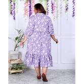 Swasti Cotton Blend Printed Anarkali Womens Kurti - Purple ( Pack of 1 ) - None