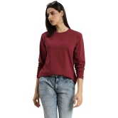 PPTHEFASHIONHUB - Maroon Cotton Blend Loose Fit Womens T-Shirt ( Pack of 1 ) - None