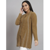 eWools.in Woollen Round Neck Women's Buttoned Cardigans - Brown ( ) - None