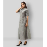 SVARCHI - Light Grey Cotton Blend Womens Front Slit Kurti ( Pack of 1 ) - M