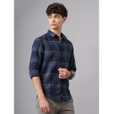 Paul Street 100% Cotton Slim Fit Checks Full Sleeves Mens Casual Shirt - Navy Blue ( Pack of 1 ) - None