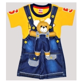 Wise Guys - Yellow & Blue Denim Baby Boy,Baby Girl Dungaree Sets ( Pack of 1 ) - None