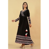 KIPEK - Black Rayon Womens Anarkali Kurti ( Pack of 1 ) - None