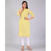 MAUKA Rayon Printed Straight Womens Kurti - Yellow ( Pack of 1 ) - None