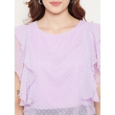 Women Lavender Ruffles Georgette Crop Top