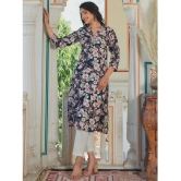 Vbuyz Cotton Printed Straight Womens Kurti - Navy Blue ( Pack of 1 ) - None