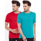 Lycos - Cotton Blend Regular Fit Blue Men's T-Shirt ( Pack of 2 ) - None