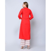 MAUKA - Red Front Slit Rayon Women's Stitched Salwar Suit ( Pack of 1 ) - None