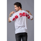 Go Devil (in Red) Printed White Oversized T-Shirt for Men L