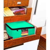 HOMETALES Non-Woven Saree Cover / Cloth Storage & Organizer with Transparent Window,Green (6U)