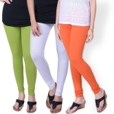 TCG Combo of 3 Leggings Rama Green, Orangs & White_GL301 - M