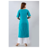 SVARCHI - Turquoise Cotton Blend Women''s Straight Kurti - L