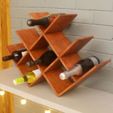 BARISH - Wine Bottle Holder | Handcrafted with Rubberwood | Hold 8 Bottles I Table Top Rack Stand for Wine Bottle I 18 x 27 x 7 Inches