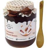 Farm Naturelle-Cinnamon Infused Wild Forest (Jungle) Honey/100% Pure/Natural/Un-Processed/Un-Heated/Lab Tested/Glass Bottle-850g+150gm Extra and a Wooden Spoon.