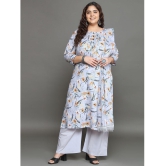 Tissu Cotton Printed Kurti With Palazzo Womens Stitched Salwar Suit - Light Grey ( Pack of 1 ) - None