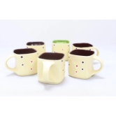 Khurja Pottery Cup Multi Color Square Shape 6 Pc Set