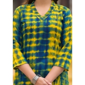 Simple and Beautiful Tie Die Printed Kurta Set with Bottom and Dupatta-S