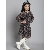 MINI & MING Girls Animal Print Georgette Fit & Flare Dress