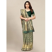 Om Shantam Sarees - Green Banarasi Silk Saree With Blouse Piece ( Pack of 1 ) - Green