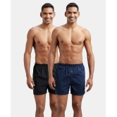 Jockey 8222 Men Super Combed Cotton Woven Checkered Inner Boxers - Navy & Black (Pack of 2) - None