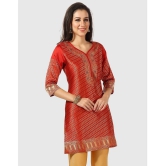 Meher Impex - Rust Art Silk Womens A-line Kurti ( Pack of 1 ) - None