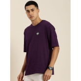 Difference of Opinion 100% Cotton Relaxed Fit Self Design Half Sleeves Mens T-Shirt - Purple ( Pack of 1 ) - None