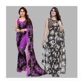 ANAND SAREES Georgette Printed Saree With Blouse Piece - Multicolor ( Pack of 2 ) - Multicolor