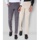 SREY - Grey Polycotton Slim - Fit Men's Chinos ( Pack of 2 ) - None