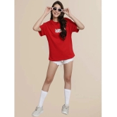 Fabflee Red Cotton Loose Fit Womens T-Shirt ( Pack of 1 ) - None