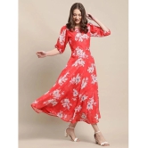 Fabflee Red Chiffon Gown - - None