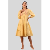 Juniper - Yellow Cotton Blend Womens A-line Dress ( Pack of 1 ) - None