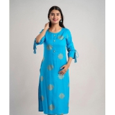 MAUKA - Blue Rayon Women's Straight Kurti ( Pack of 1 ) - None